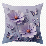 taies d'oreiller violet fleurs papillons moderne polyester 45x45cm zipper closure décoration chambre coucher maison