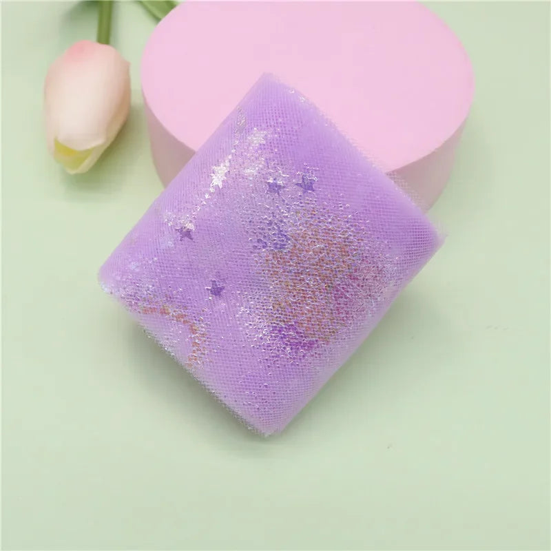 ruban decoratif brillant couleur bleu rouge violet rose jaune vert étoiles tissu polyester 6cm