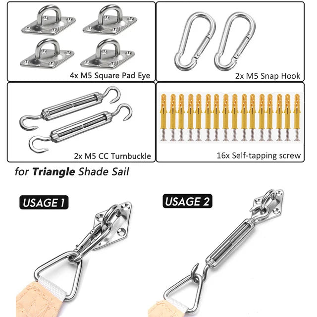 accessoires ombre métal argenté fiche fixation tissu industrielle eyelets vis auto tarage tourillon turnbuckle