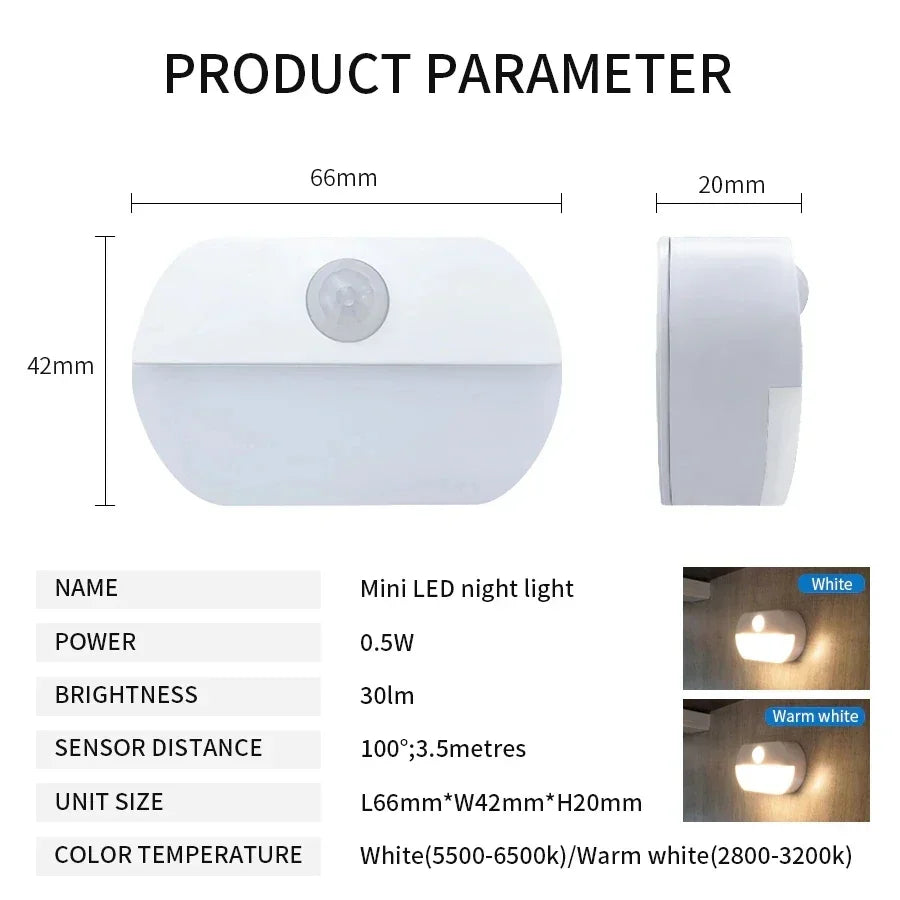 veilleuse led rechargeable usb blanc moderne batterie aaa adhésive flux lumineux minimaliste autonomie movement