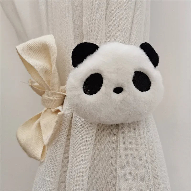 rideaux enfant dessin animé brodé visage souriant opacité peluche mignon agrafe ruban beige salopes
