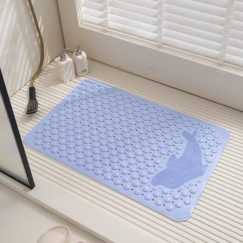 tapis bain antidérapant pvc motifs coquillages animaux gris moderne salle bain