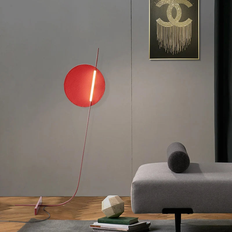 lampe sol rouge moderne fer haut bas sans ombre interrupteur bouton led 249 2000
