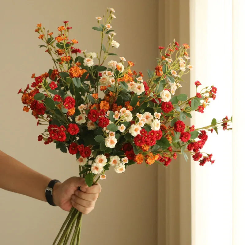 fleurs artificielles bouquet roses rouges oranges blanches naturelles décoration intérieure mariage anniversaire