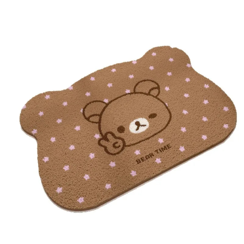 tapis bain mignon rilakkuma ours motif cartoon marron clair beige rose pâle bleu clair