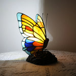 lampe poser tiffany multicolore papillon motifs géométriques opacité interrupteur câble d'alimentation art déco veilleuse