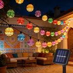 guirlande lumineuse solaire 30 led multicolore géométriques clips moderneextérieur festive jardin