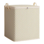 boîte rangement moderne 110l 150l 220l 30l carreaux beige motifs jaunes poignées métalliques coussin