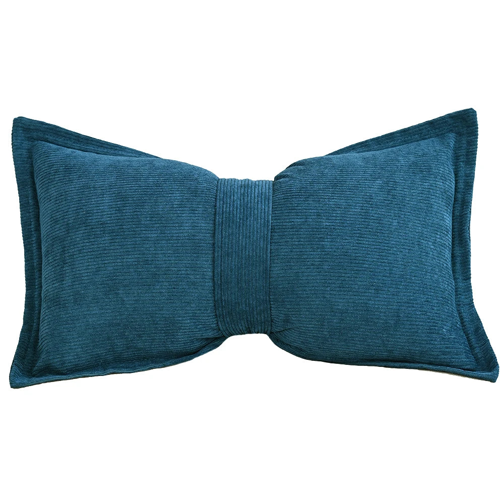 taies d'oreiller polyester corduroy moderne marron clair beige bleu marine 30x50cm opaques fixées maison