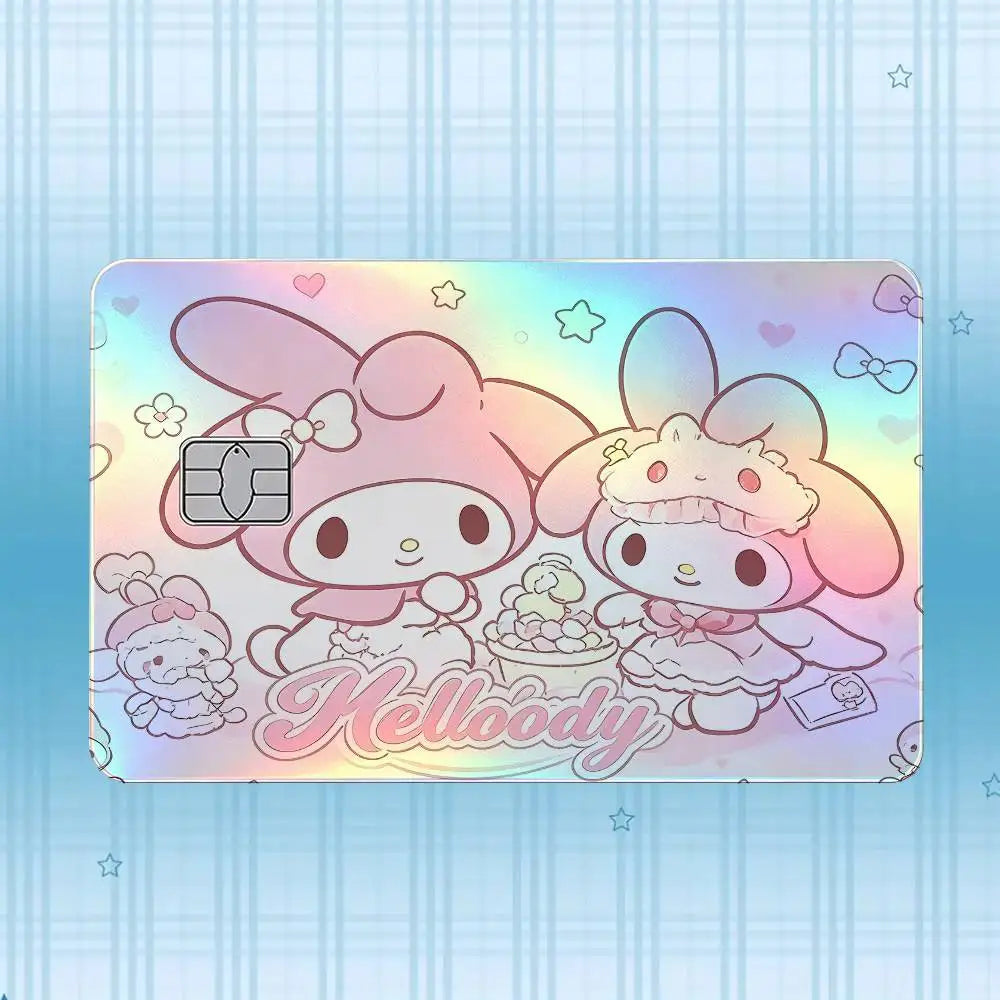 autocollant carte crédit my melody dessin animé rose violet bleu blanc