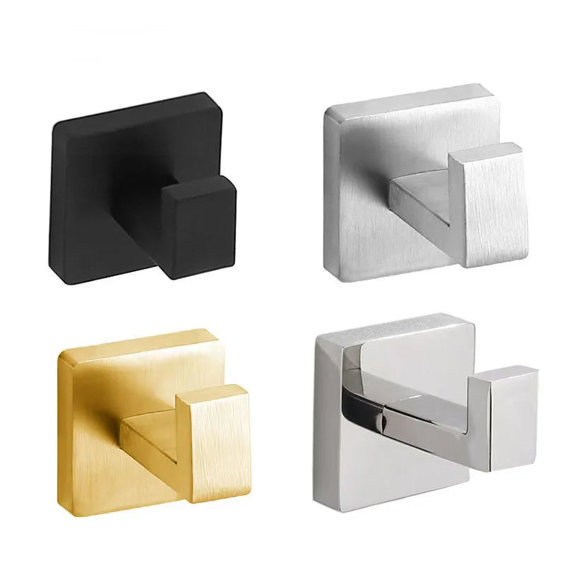 porte manteau carré moderne acier inoxydable brossé noir mat peignoirs salle bain résistant l'humidité