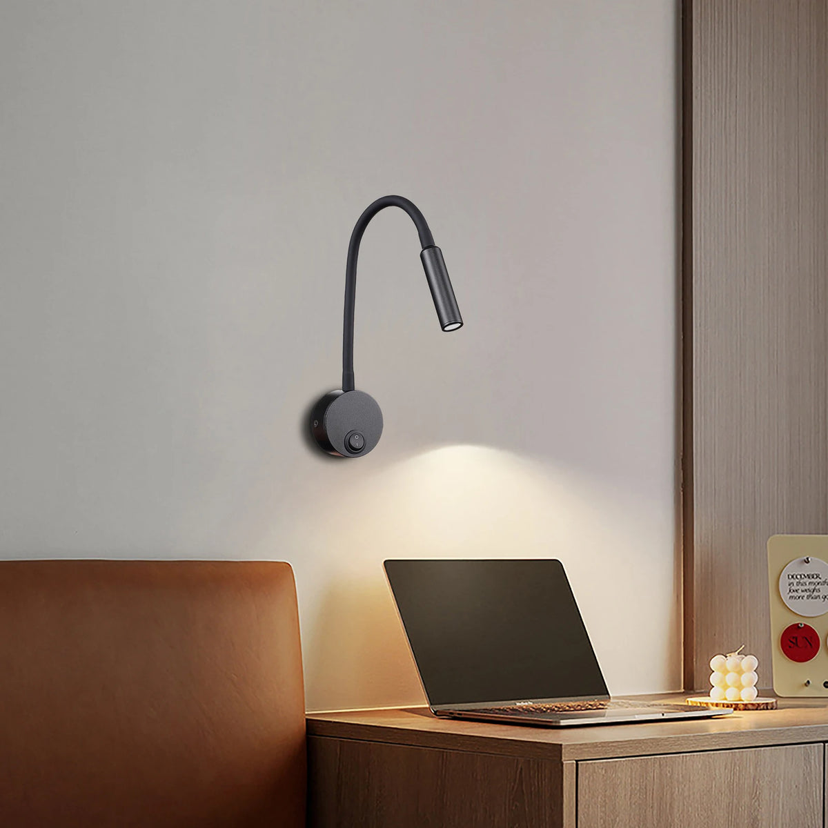 lampe table flexible moderne noir blanc argent fixée mur interrupteur led base minimaliste