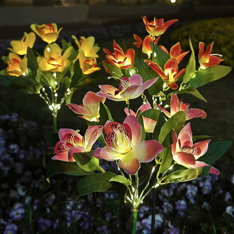 fleurs artificielles led solaire rouge jaune rose blanche orange jardin extérieur