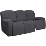 housse canapé inclinable fauteuil polyester lavable moderne élastique gris foncé doux poche rangement summer