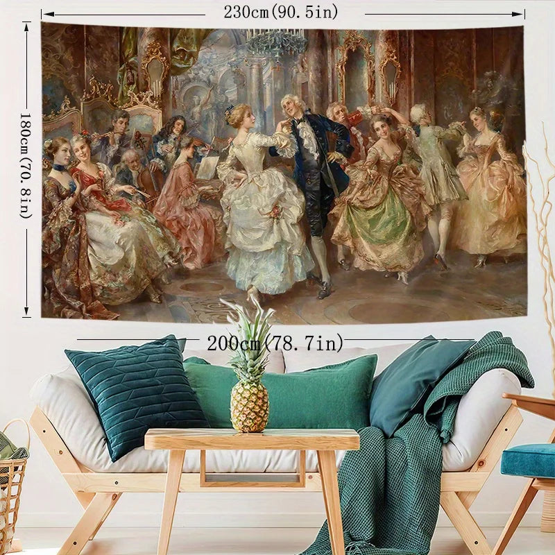 toile d'art multicolore scène historique personnages élaborés classique tapisserie intérieurcoration mur