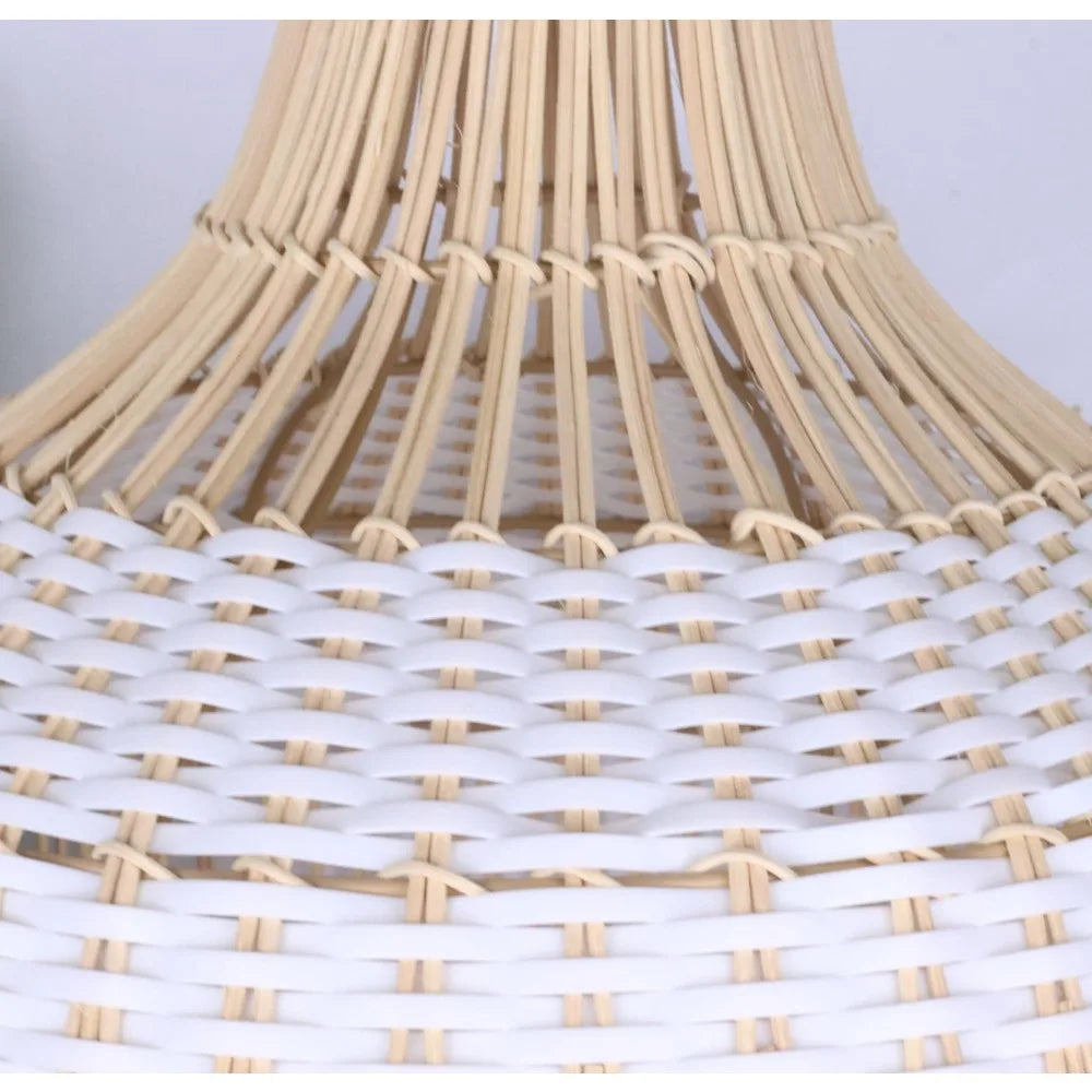 suspension rotin moderne câble suspendu lumière led 35cm beige tissage régulier