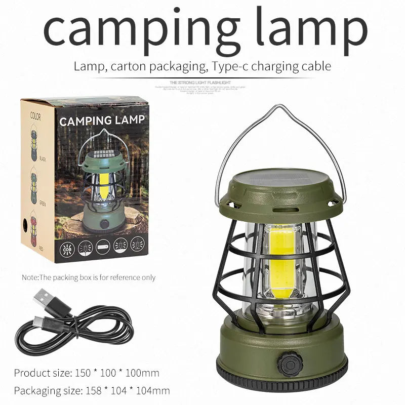 lanterne solaire camping rechargeable led suspendue urgence rouge verte noire vintage métallique