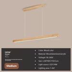 suspension lumineuse bois naturel moderne long luminaire salon cuisine salle manger intérieur