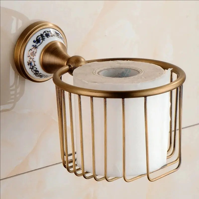 ensemble quincaillerie bain or antique élégant classique porte serviettes savon gobelet papier wc