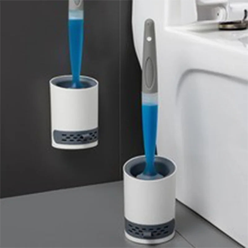nettoyeur toilette pulvérisateur eau brosse silicone support mural balai wc réservoir intégré moderne blanc