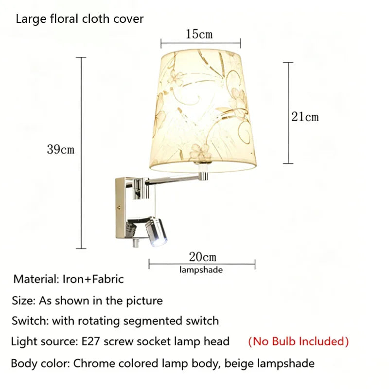 lampe murale moderne bras articulé abatjour beige chrome cuisine chambre coucher entree salles manger