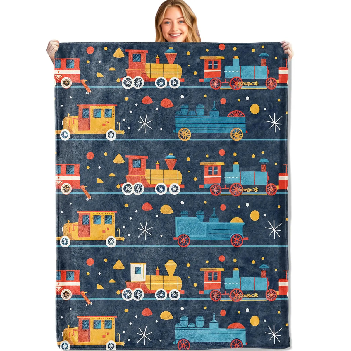 couverture flanelle moderne coeurs dorés bleu nuit voyage adultes diagonale orange minimaliste