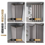 rideau douche pliable gris rayures vertical étanche antirouille moderne ventouse pliable sans adhésif