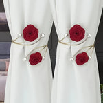 Accessoires fenêtre clips roses décor rouge élégant fixations rideaux