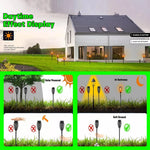 lanterne solaire 12 led flamme noire moderne décoration extérieure jardin patio fixée piquet motifs