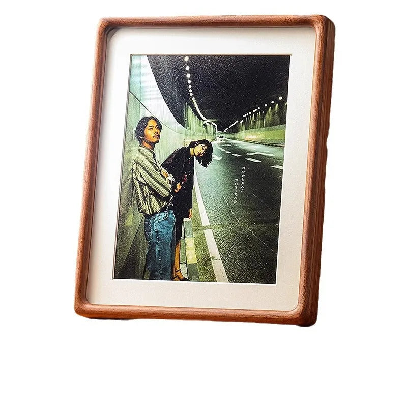 cadre photo bois naturel classique fixation papier blanc décoration mur