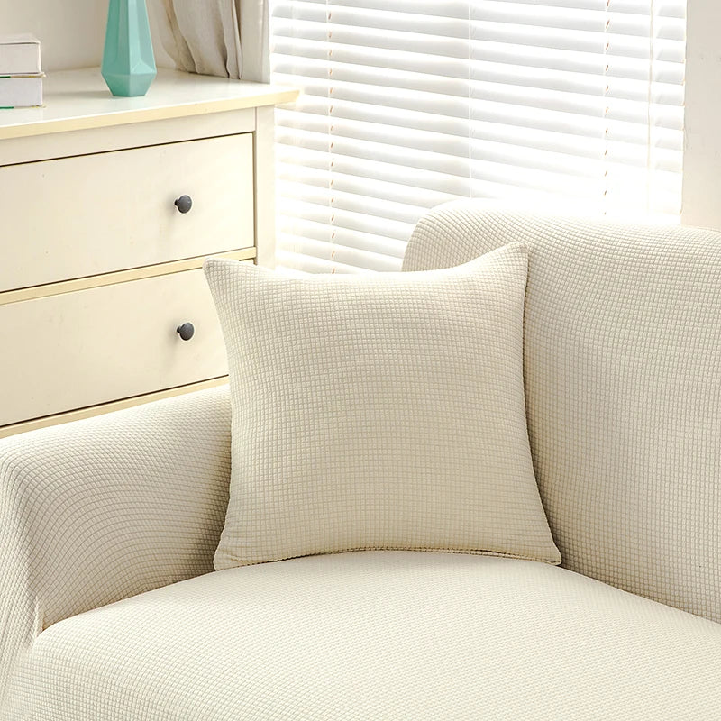housse coussin imperméable polyester 45x45cm plaid carré moderne vert menthe gris blanc