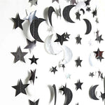 guirlande décorative or noir étoiles lunes mariage anniversaire noël thème céleste festive papier métallisé