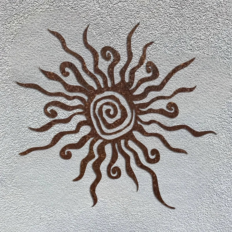 décoration murale métal bleu marron noir spirale rayons artisanal moderneintérieurextérieur 40x37cm