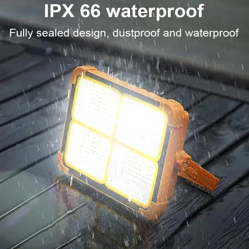 projecteur solaire rechargeable led extérieur ip66 portable urgence camping