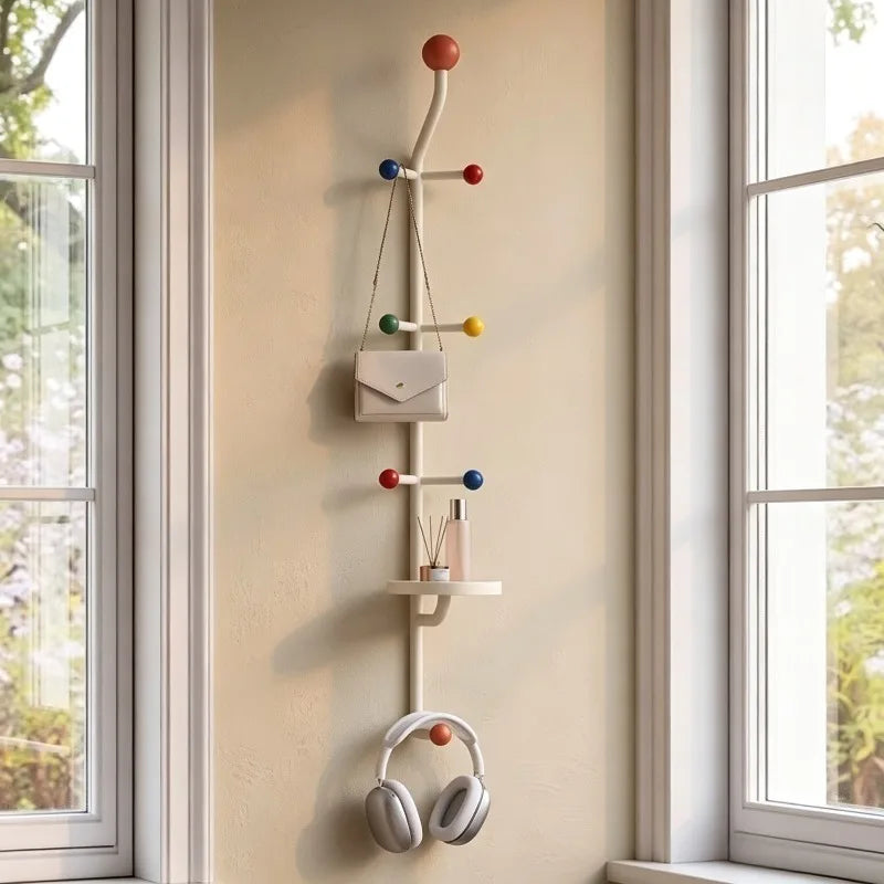 porte manteaux mural moderne crochets colorés tablettes rangement contemporain blanc rouge bleu vert