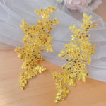 appliques decoratives brodees sequins floral violet blanc or rose bleu vert rouge noir