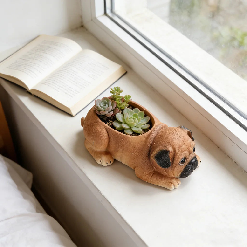 pot fleurs succulentes forme chien mignon décoration maison jardin animalier réaliste pastoralement