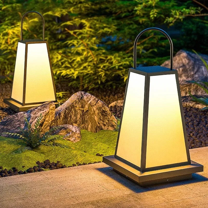 lanterne extérieure solaire led noir classique ip65 abs papier plissé rustique anneau métallique