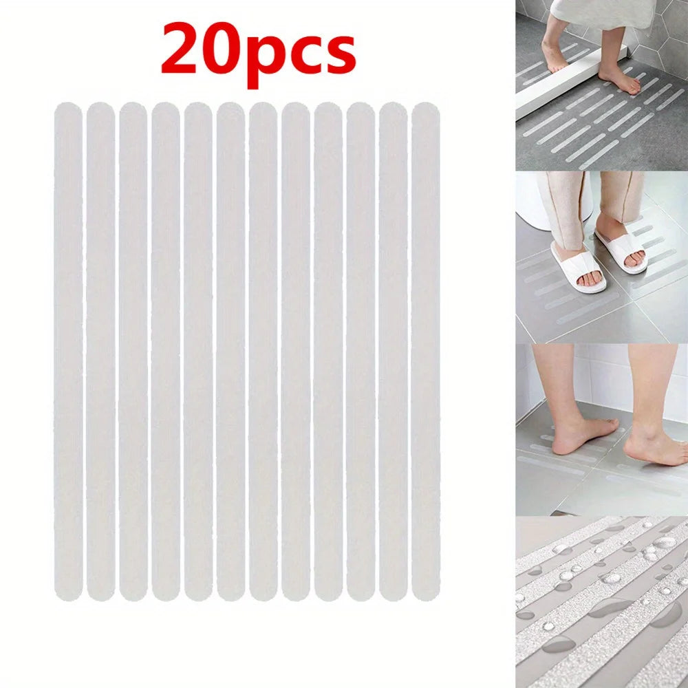 bandes antidérapantes adhésives transparentes 20cm 2cm pratique douche baignoire escaliers sol 40pcs