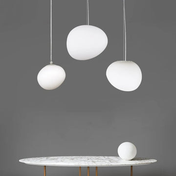 suspension led verre blanc moderne opaque salon chambre pendentif facile