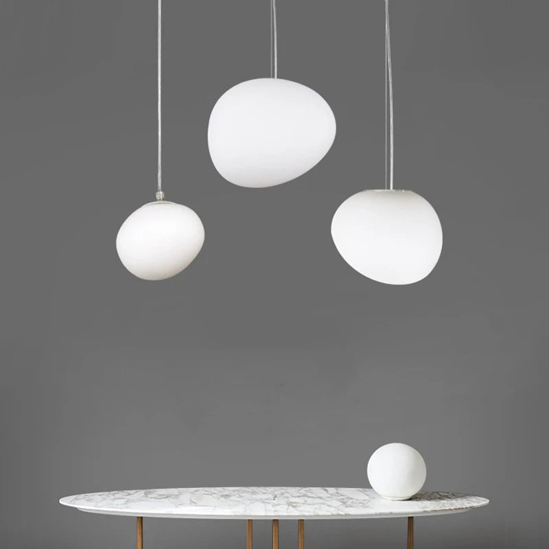 suspension led verre blanc moderne opaque salon chambre pendentif facile