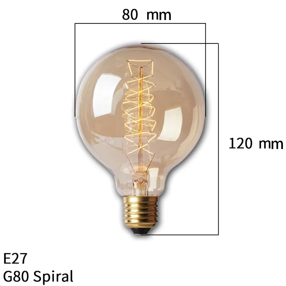 ampoule led filament rétro vintage globe transparent spirale dorée culotte e27 salon
