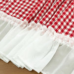 rideau vintage carreaux rouge blanc bordure blanche volants nœud papillon polyester rustic cuisine