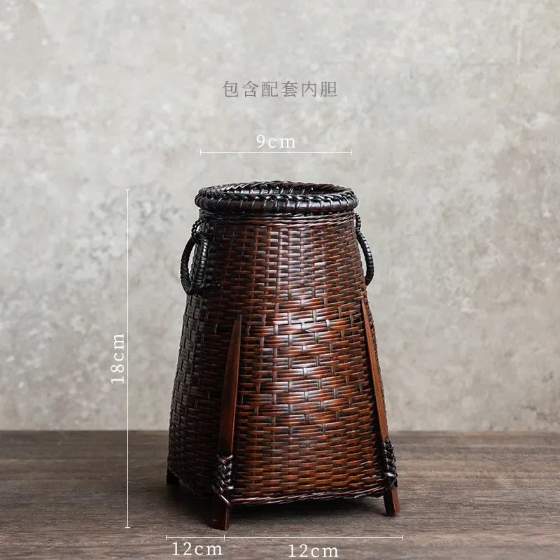 panier rotin tressé main vase bambou décoration fleurs rustique artisanal maison
