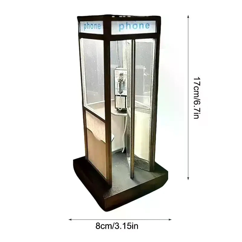 lampe table rétro cabine téléphonique noir beige gris téléphone vintage transparent mat led