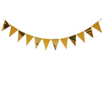 décoration fête mariage anniversaire banderole triangulaire papier or noir festive intérieure ruban triangles métalliques