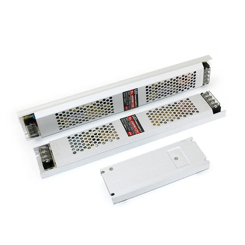 alimentation led ultrafine 12v 24v 60w 100w blanc grille perforations fixations vis