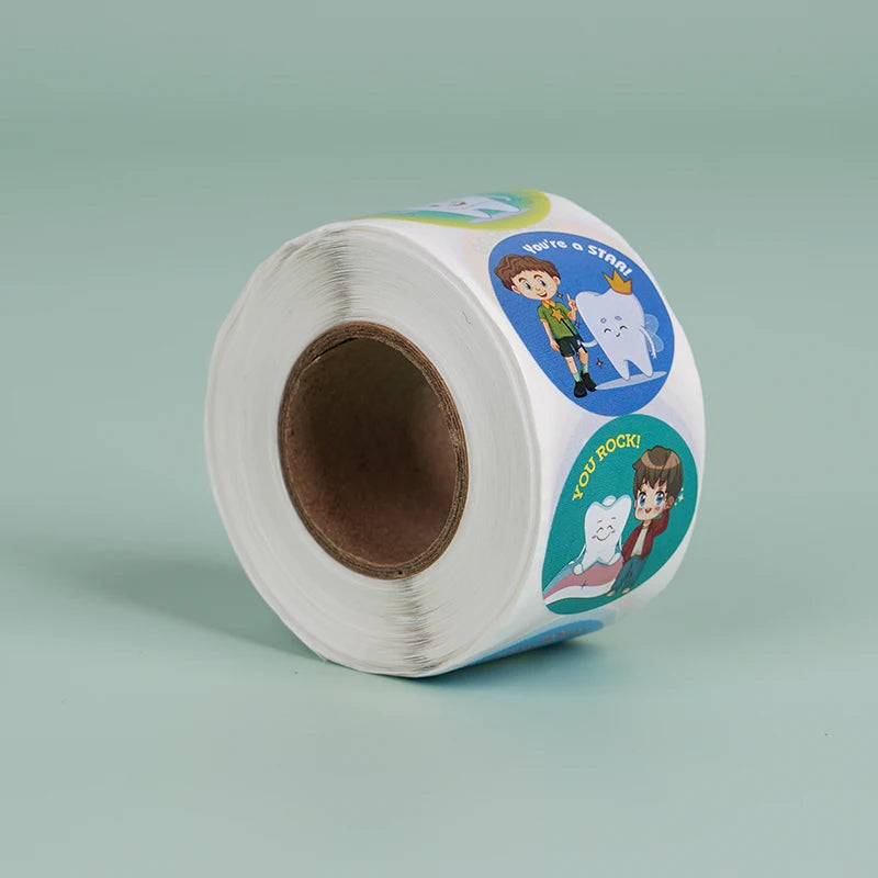 étiquettes autocollantes dents dessins animés multicolores sourires enfants cartoonaux positifs