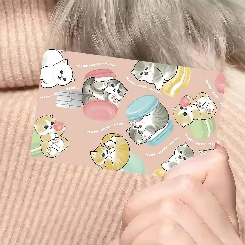 sticker carte crédit dessin animé chats biscuits mofusand waterproo