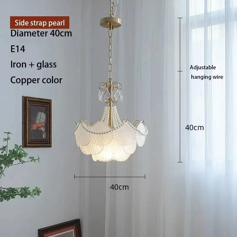 lampe suspendue blanc doré éventails classique vintage chaîne certifications sécuritéfluxlumineuxfaible